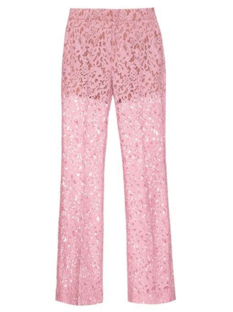 Gucci Partial-lined Lace Trousers In Rose-pink