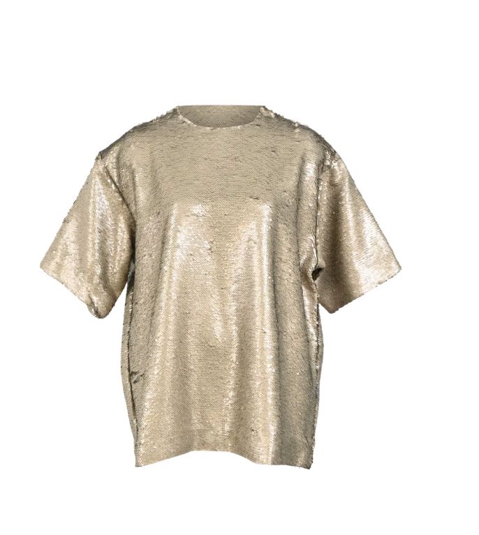 The Frankie Shop Gold Sequin Boxy T shirt