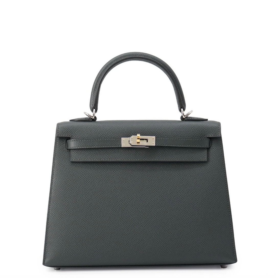 Hermès Kelly 25 Palladium Hardware Vert Mangrove Epsom Leather