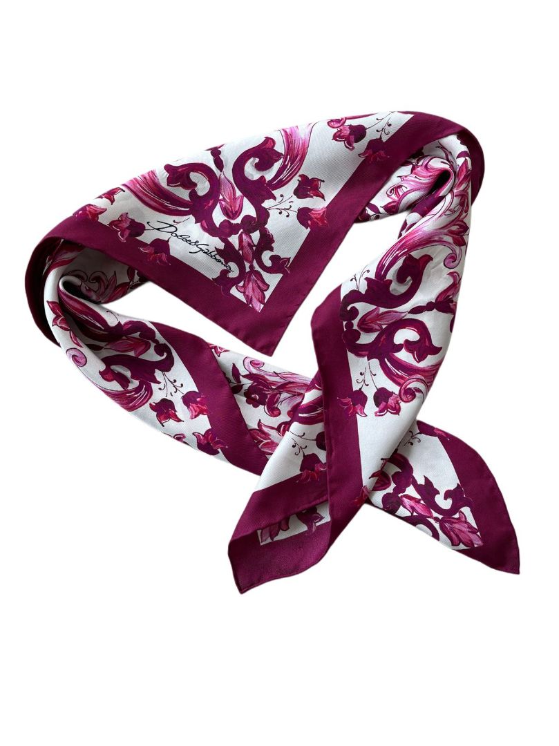 Dolce & Gabbana White/Pink Majolica Print Scarf