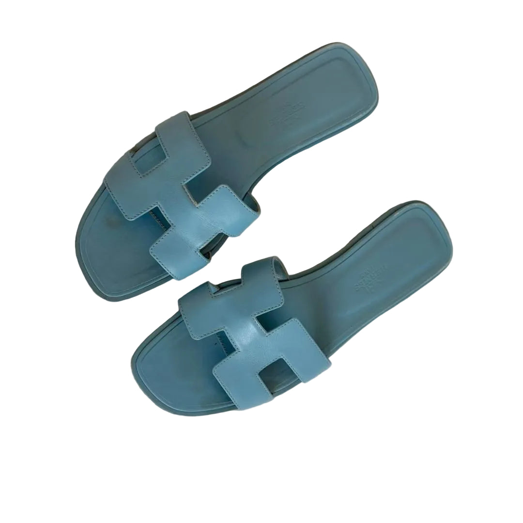 Hermès light blue oran sandals, size 38.5