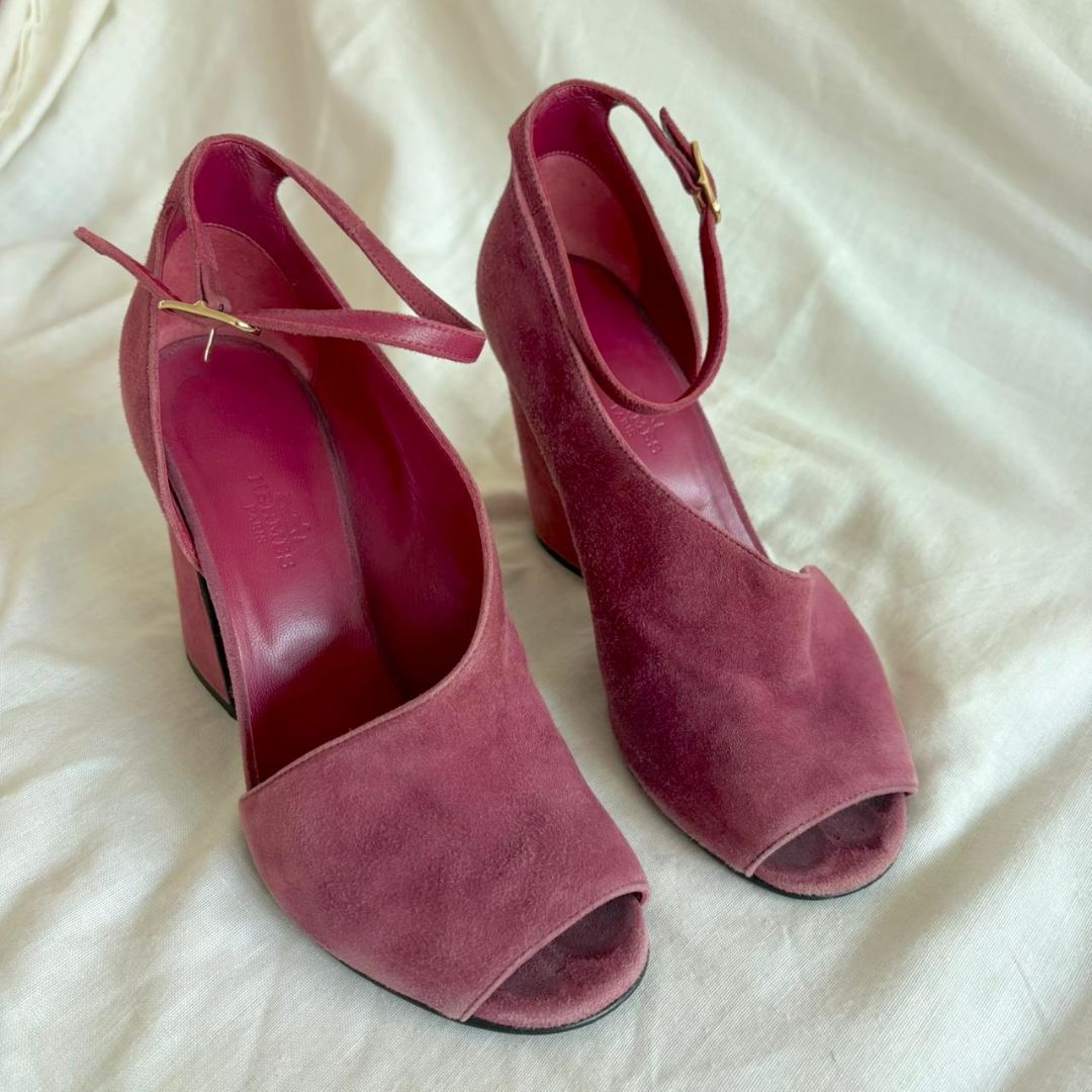 Hermes Heel Pumps Ankle Strap Suede, size 38