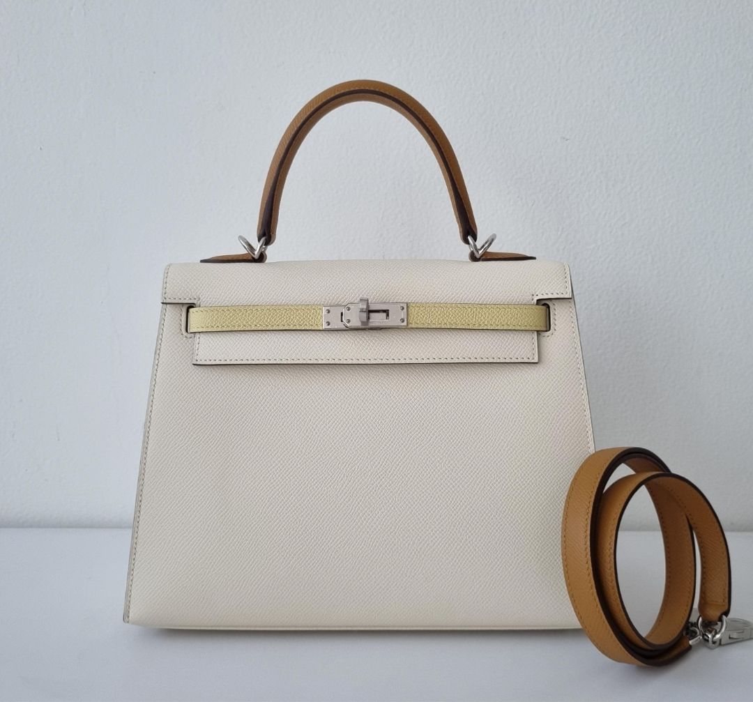 Hermès Kelly 25 Nata Tricolor Epsom bag with PHW