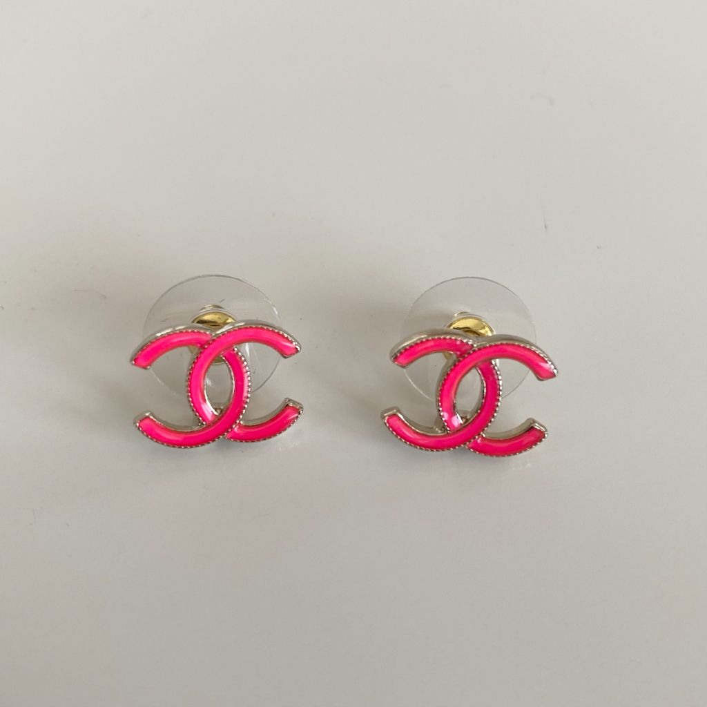 Chanel CC Pink Small Stud Earring