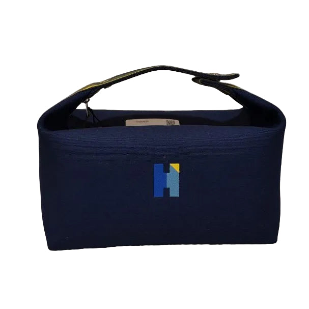 Hermès Bride-A-Brac GM Marine Canvas Pouch Bag