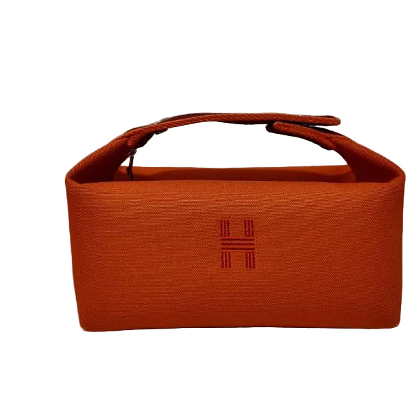 Hermès Cotton Canvas Orange Small Bride-A-Brac Pouch