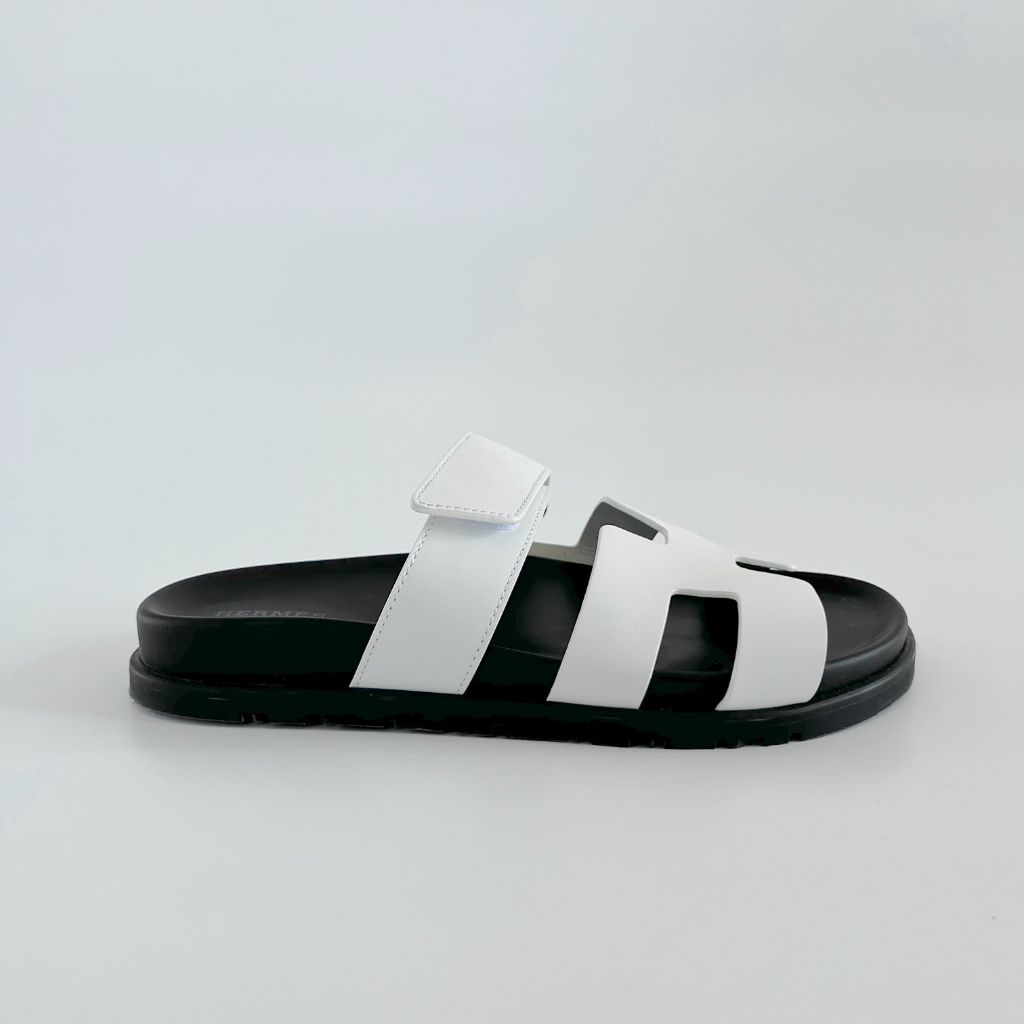Hermès Chypre white leather sandals, 36.5