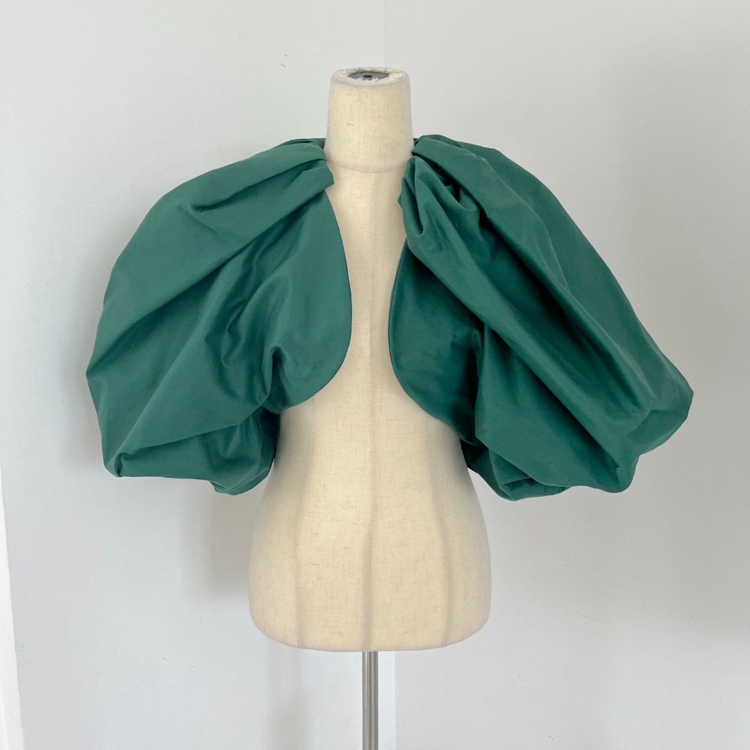 Yves Saint Laurent Paris Dark Green Front Open Ruffled Bolero Jacket