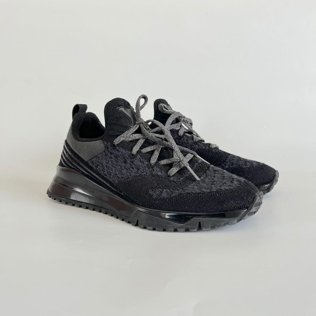 Louis Vuitton Black Knit Fabric VNR Low Top Sneakers Size 38.5