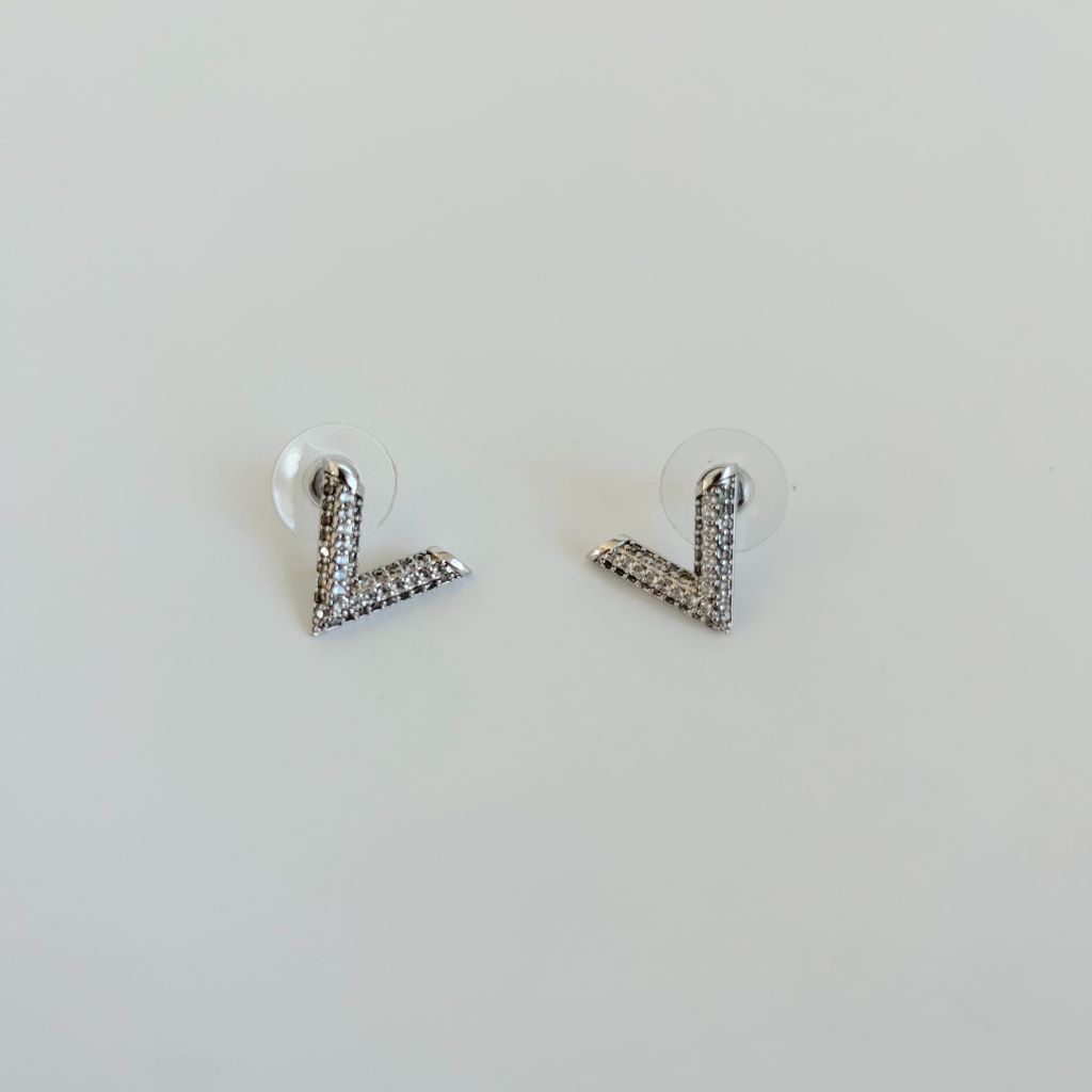 Louis Vuitton V Crystal Earrings