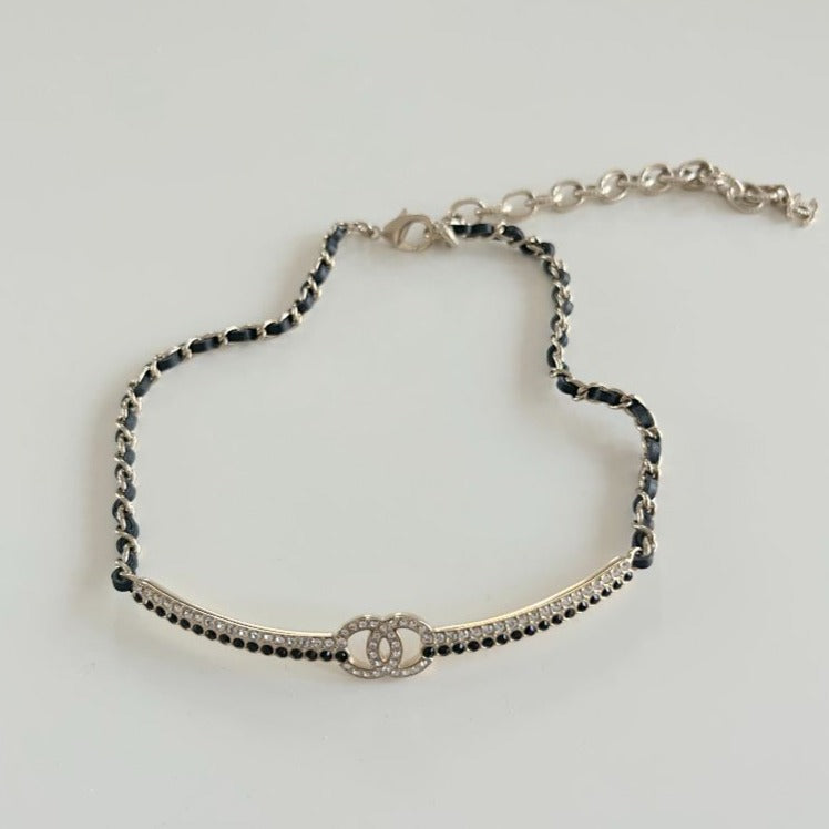 Chanel chocker necklace with white and black crystals