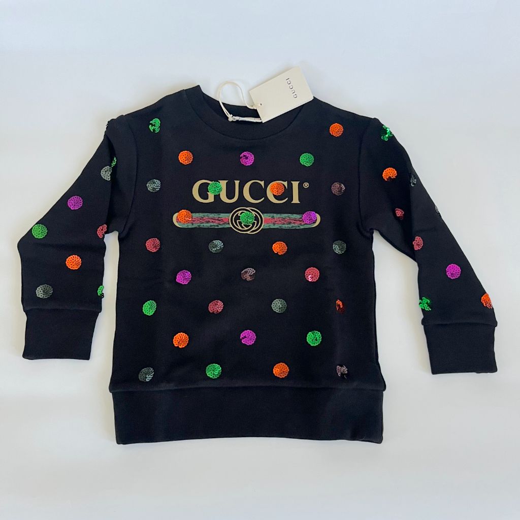 Gucci black sweater with sequin polka dots (kidswear)