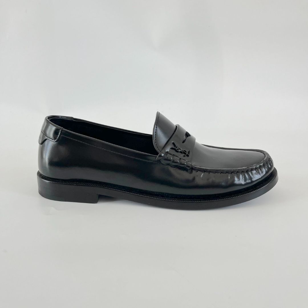 Saint Laurent Le Monogram Black Leather Loafers, 38