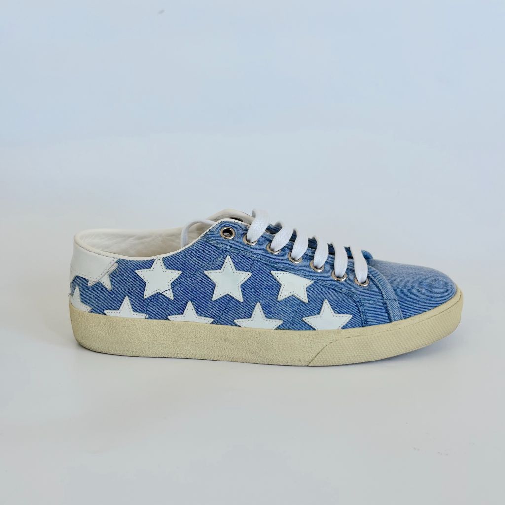 Saint Laurent blue denim low top sneakers, 37.5