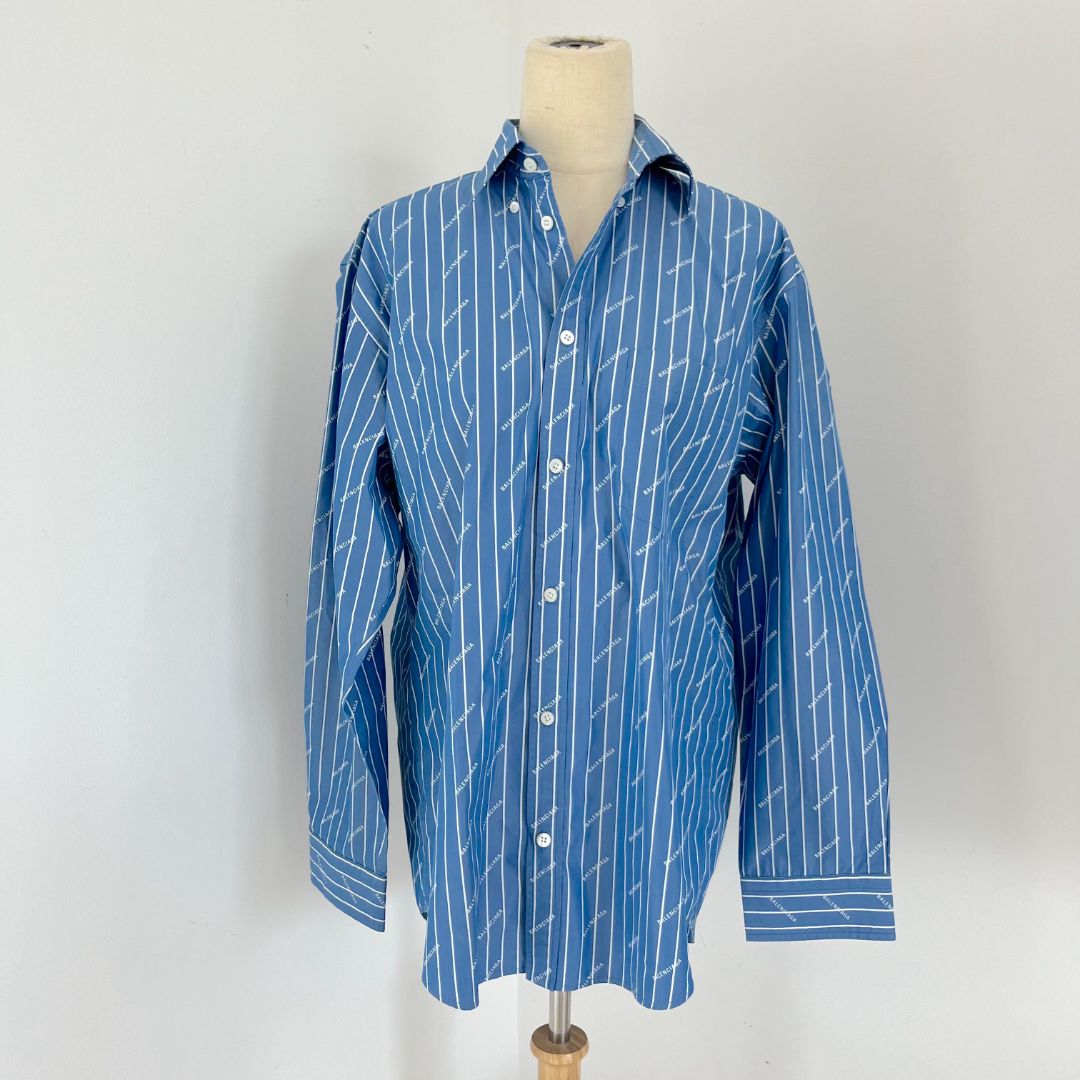 Balenciaga in Logo Jacquard cotton poplin oversized shirt