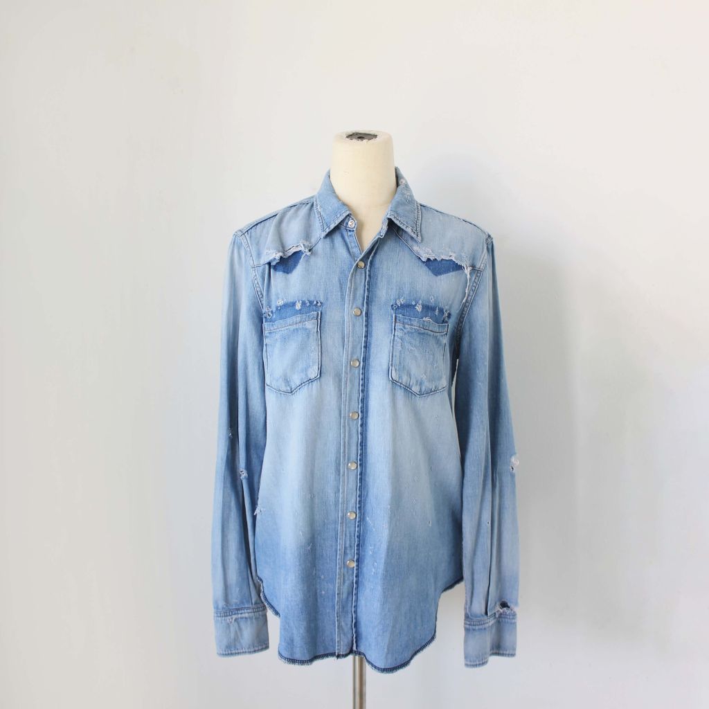 Saint Laurent distressed Western denim shirt