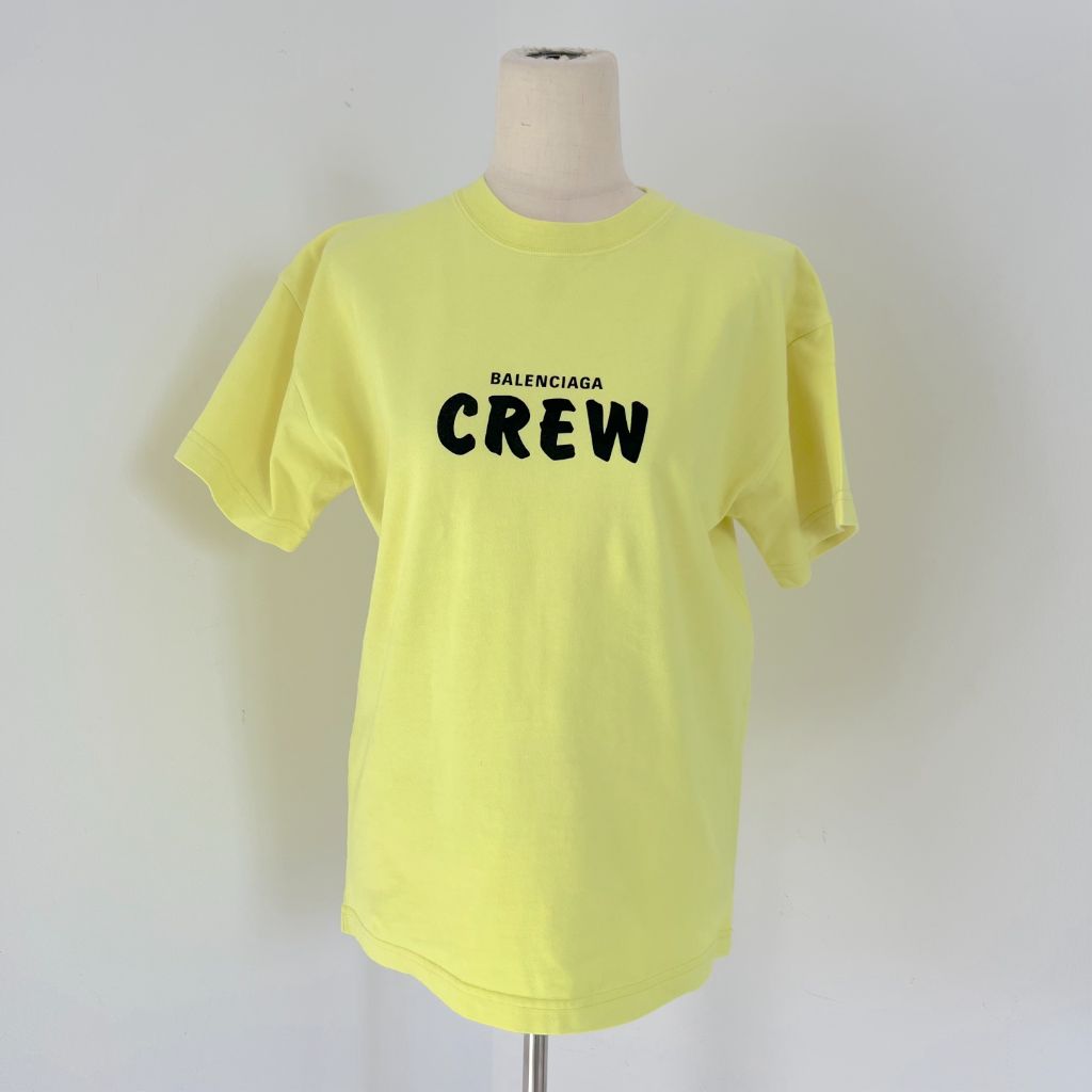 Balenciaga yellow t shirt with black print, XS