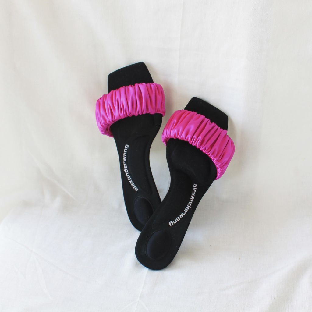 Alexander Wang Jessie scrunchie slide sandals, 37