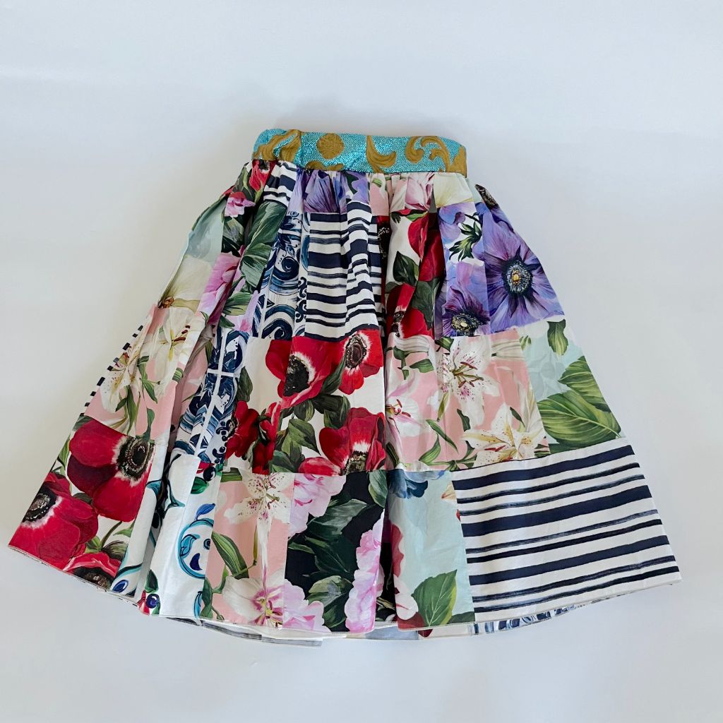 Dolce & Gabbana multicolor printed patch work flared skirt for girls