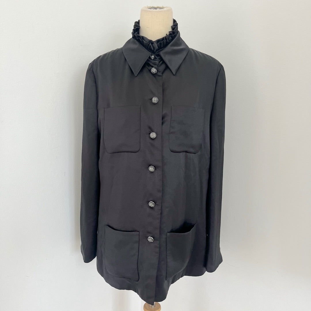 Chanel Black Padded Silk Shirt
