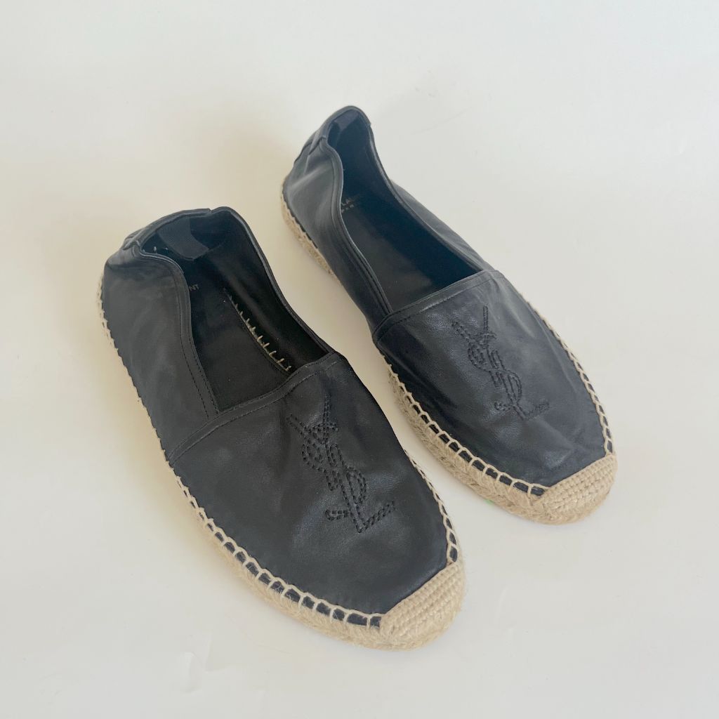 Saint Laurent black leather mens espadrilles, 41