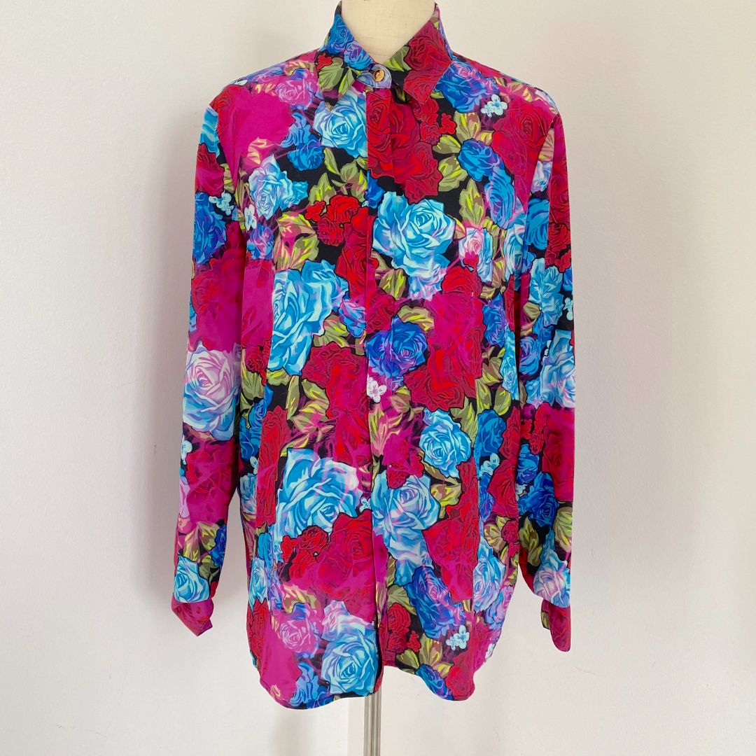 Versace floral printed long sleeve silk shirt