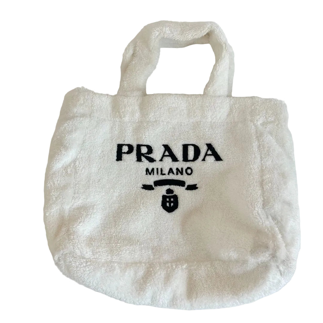 Prada logo-print terry-cloth tote bag