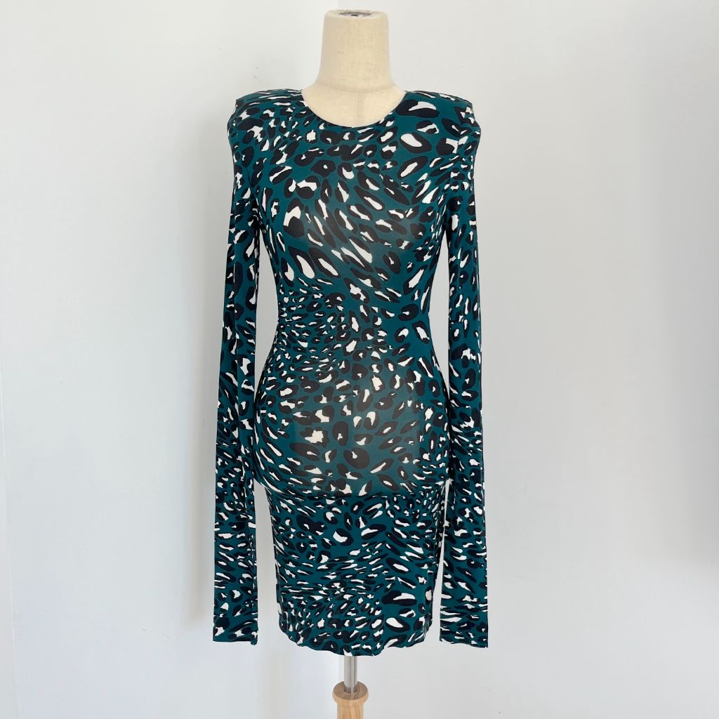 Alexandre Vauthier Leopard Print Padded Shoulder Dress
