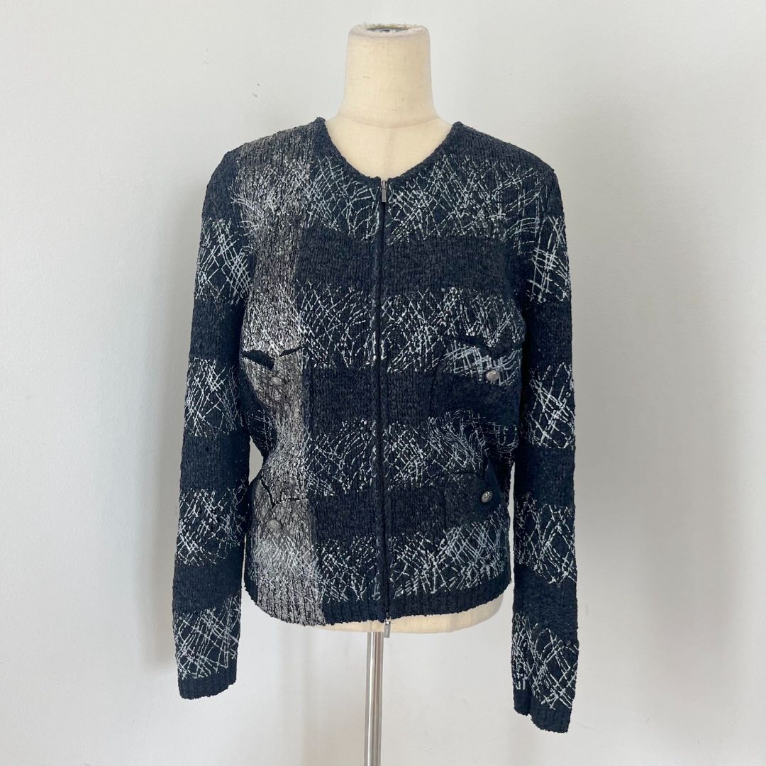 Chanel black/grey knit cardigan
