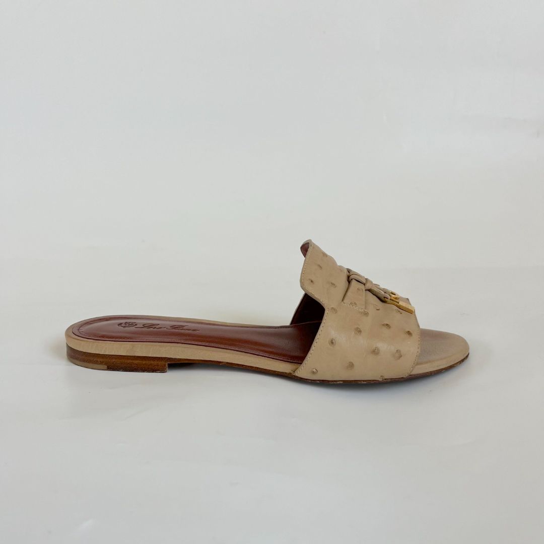 Loro Piana Summer Charms Sandal Ostrich Leather, 36.5