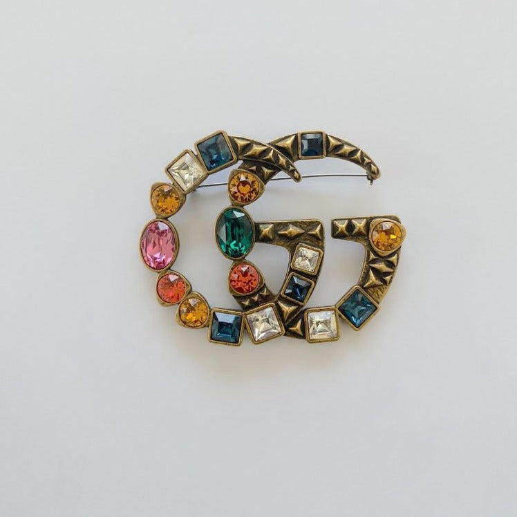 Gucci Crystal GG Brooch multicolor