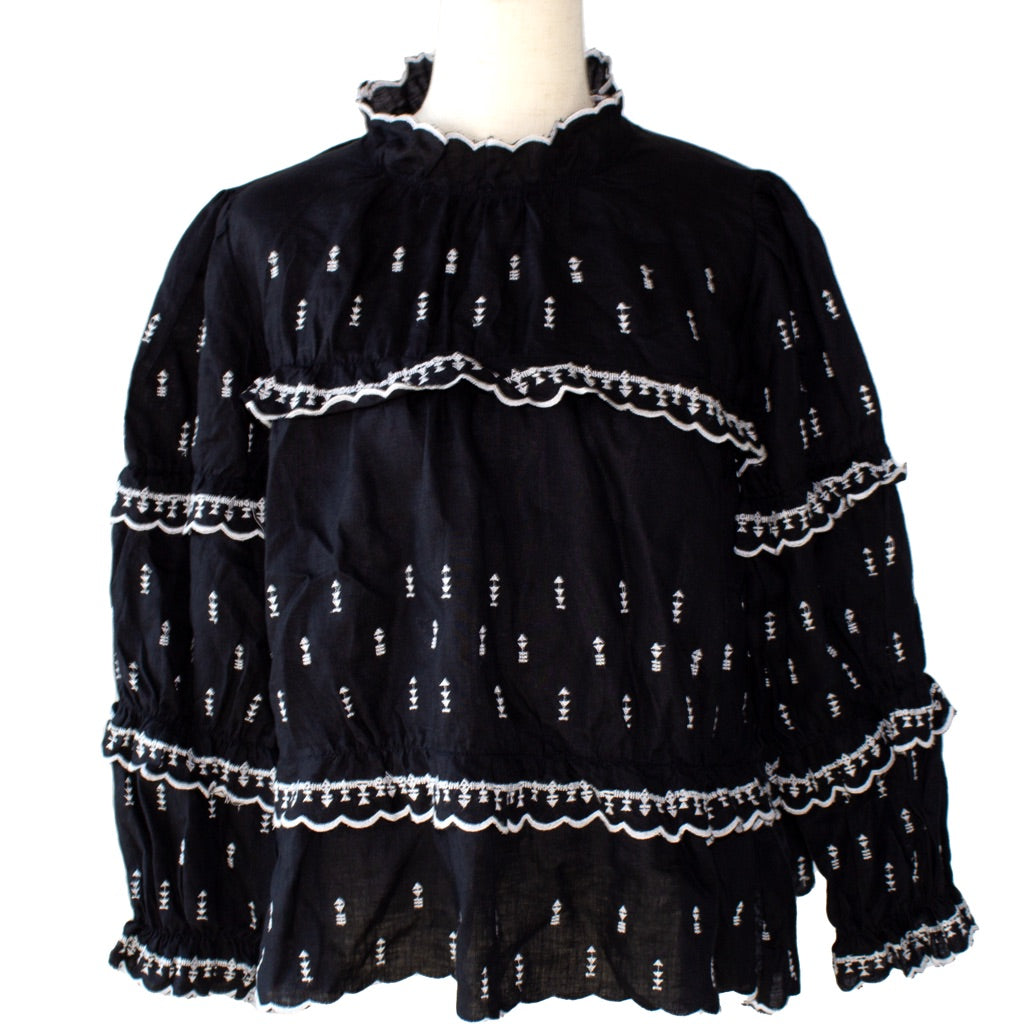 ISABEL MARANT Cielo ruffled crocheted Linen Blouse