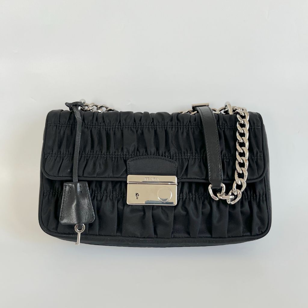 Prada Flap Gaufre Shoulder Nappa Medium Leather Bag