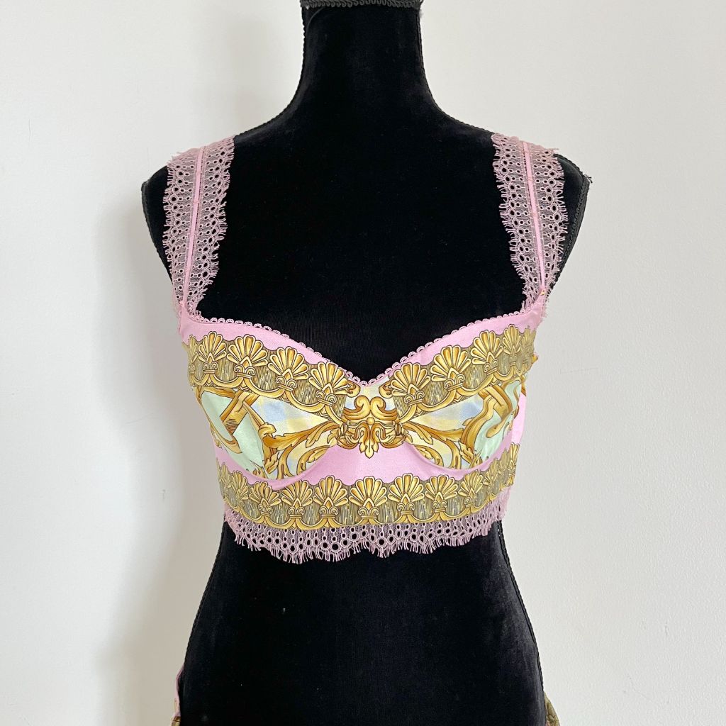 Versace Barocco Goddess silk crop top