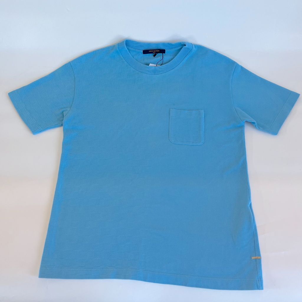 Louis Vuitton light blue damier t shirt men with pocket