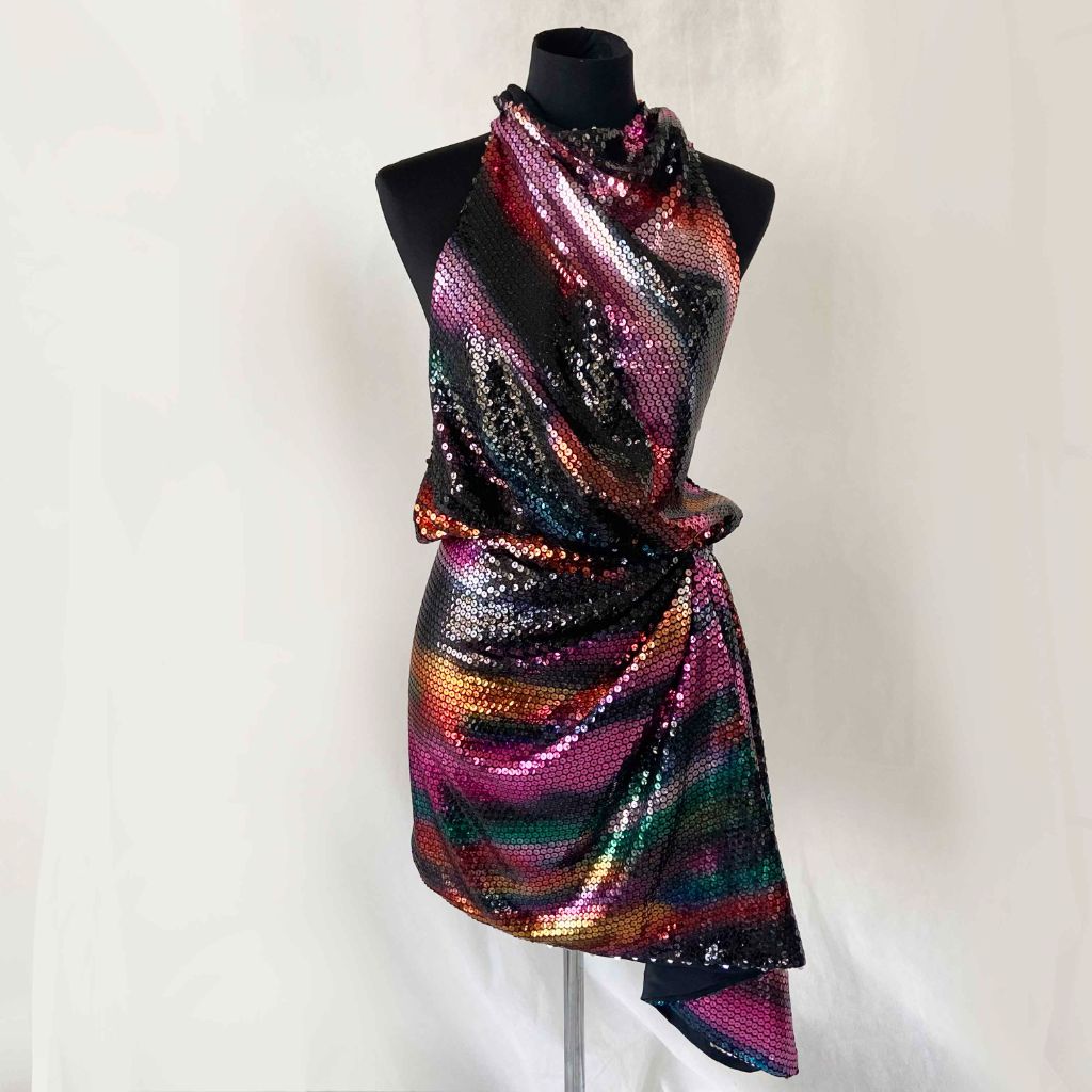 Attico Sequined Chiffon Halterneck Mini Dress - BOPF | Business of Preloved Fashion