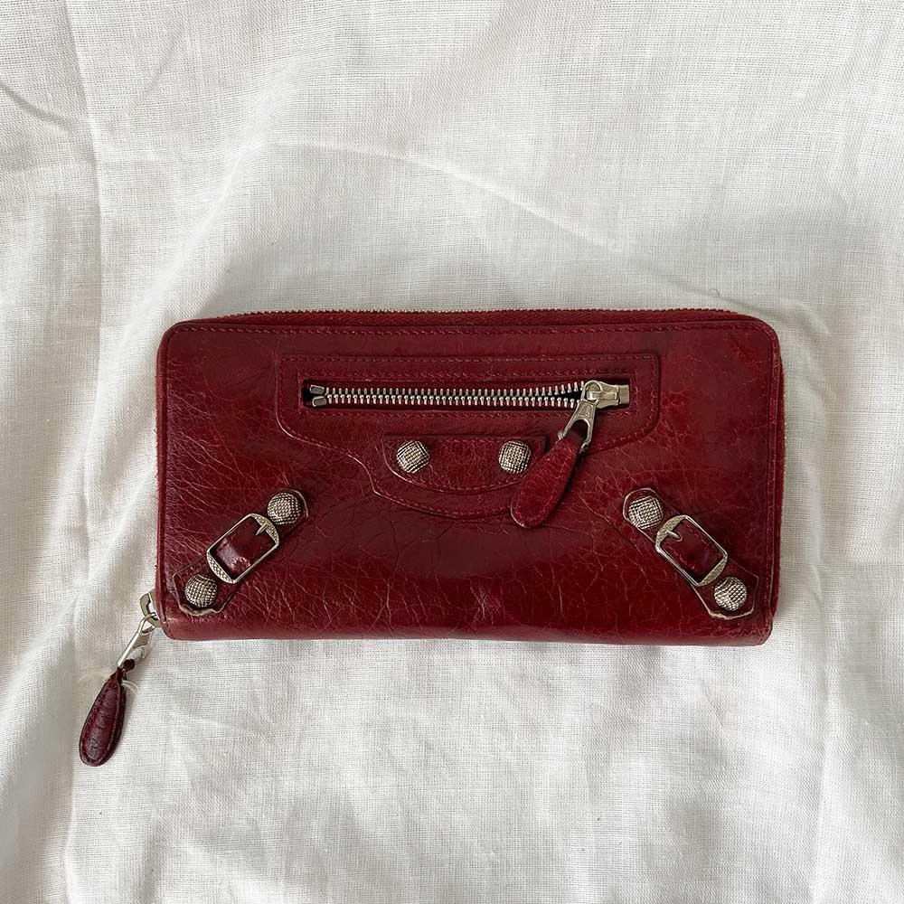 Balenciaga Dark Red City Zip Wallet - BOPF | Business of Preloved Fashion