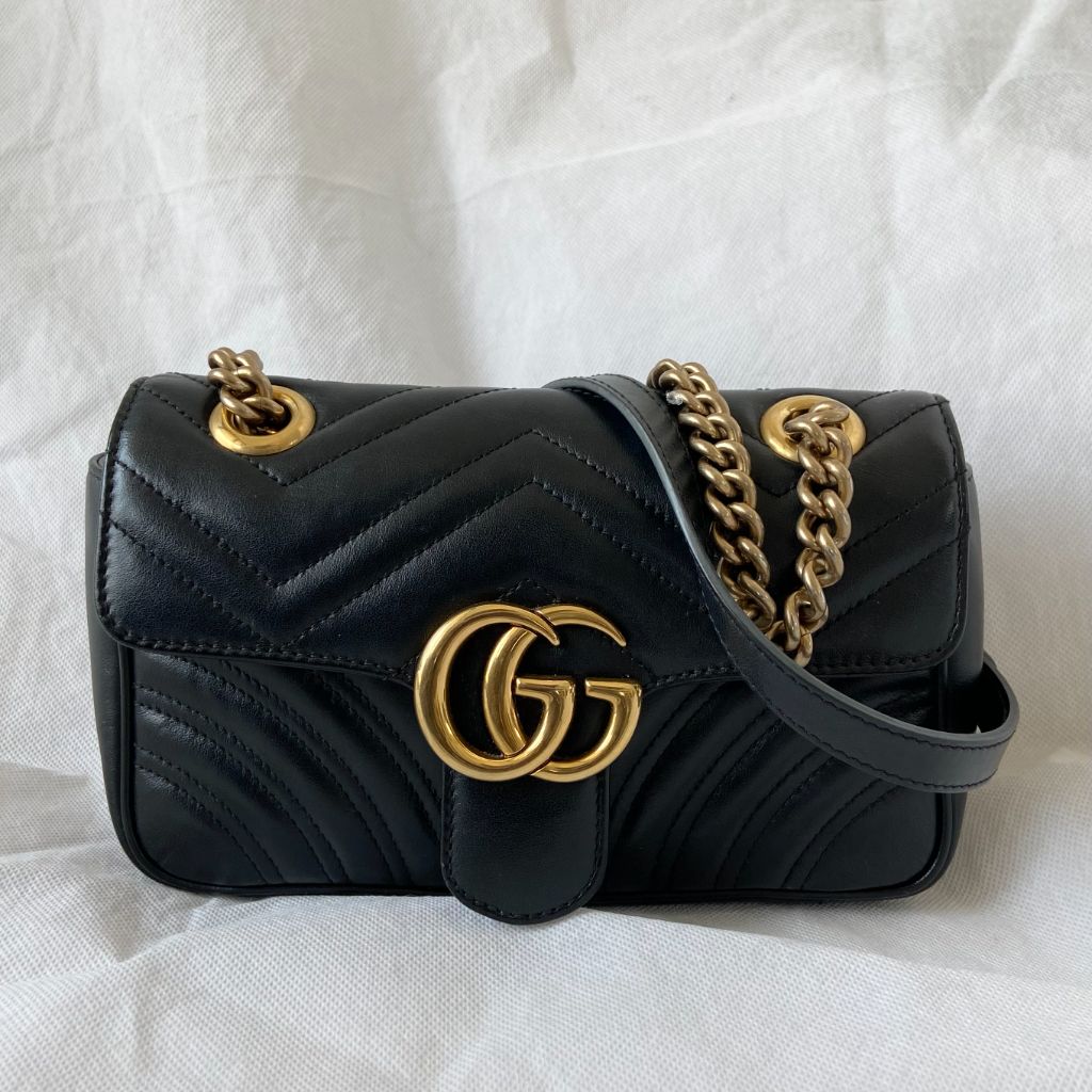 Black Gucci Gucci black mini marmont bag with gold hardware, Medium - BOPF | Business of Preloved Fashion