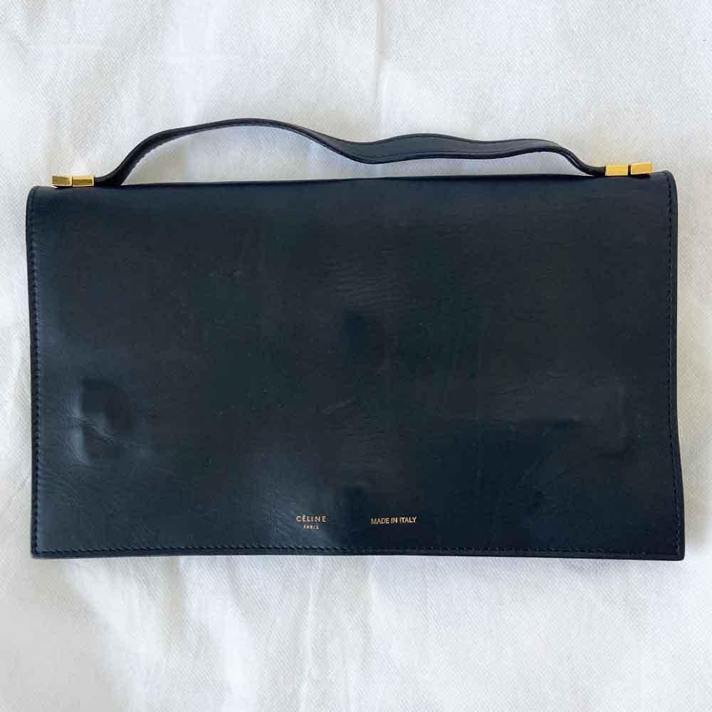 Celine Black Leather Top Handle Clutch - BOPF | Business of Preloved Fashion