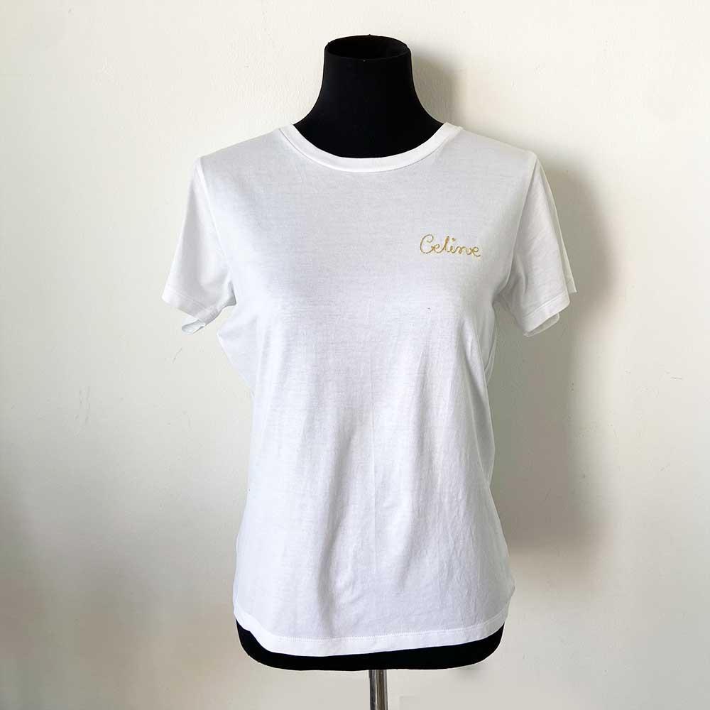 Celine embroidered t-shirt in cotton - BOPF | Business of Preloved Fashion