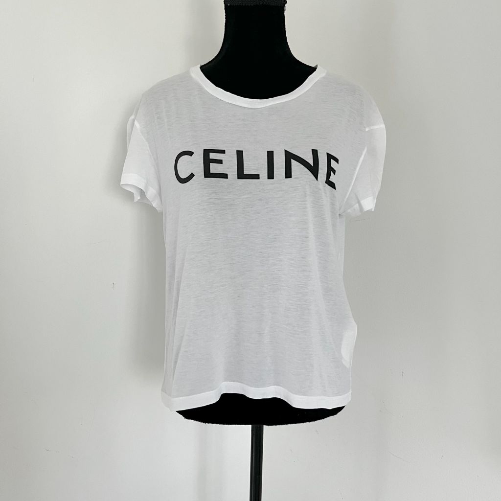 Celine White Classic Logo T-shirt - BOPF | Business of Preloved Fashion