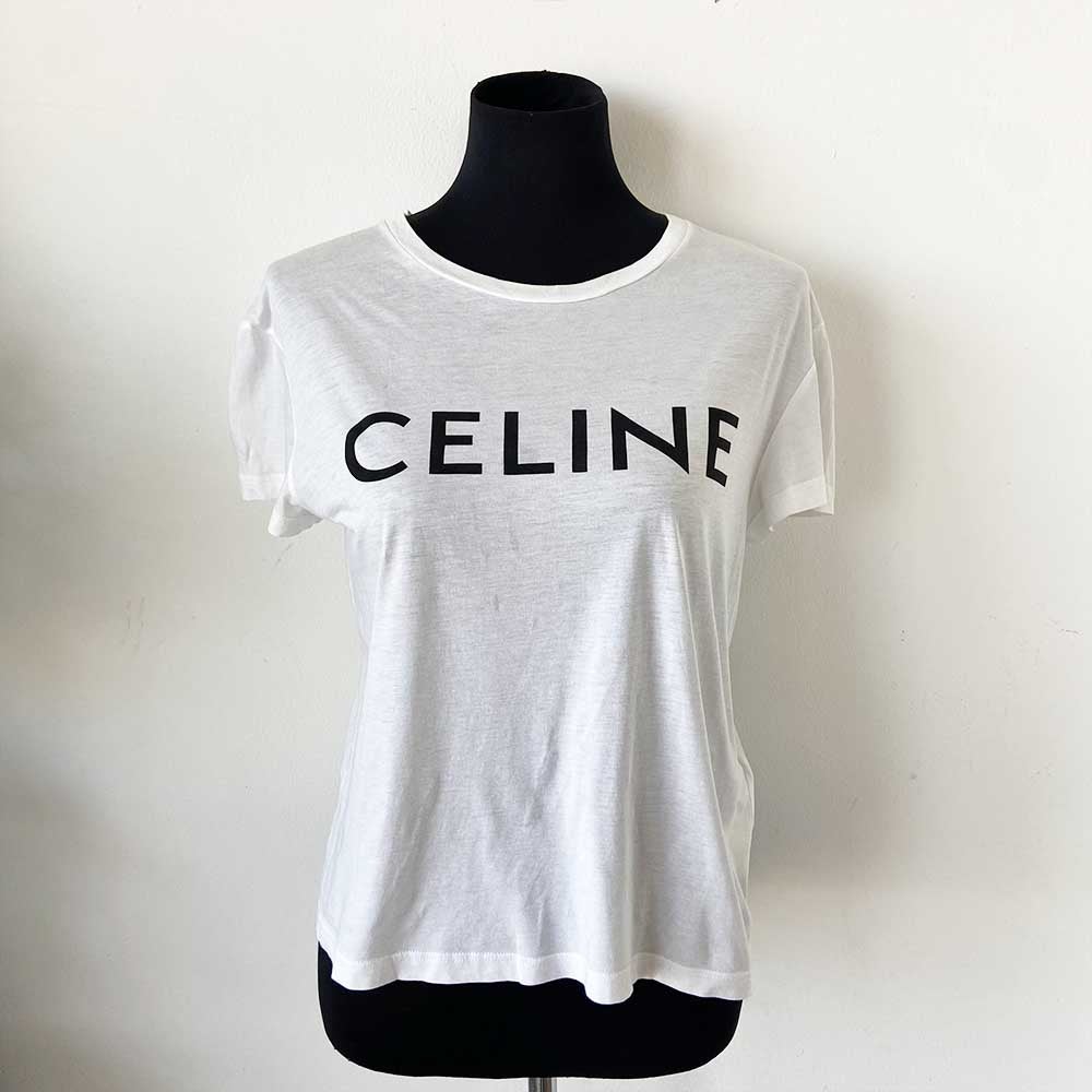 Celine White Logo T Shirt - BOPF | Business of Preloved Fashion