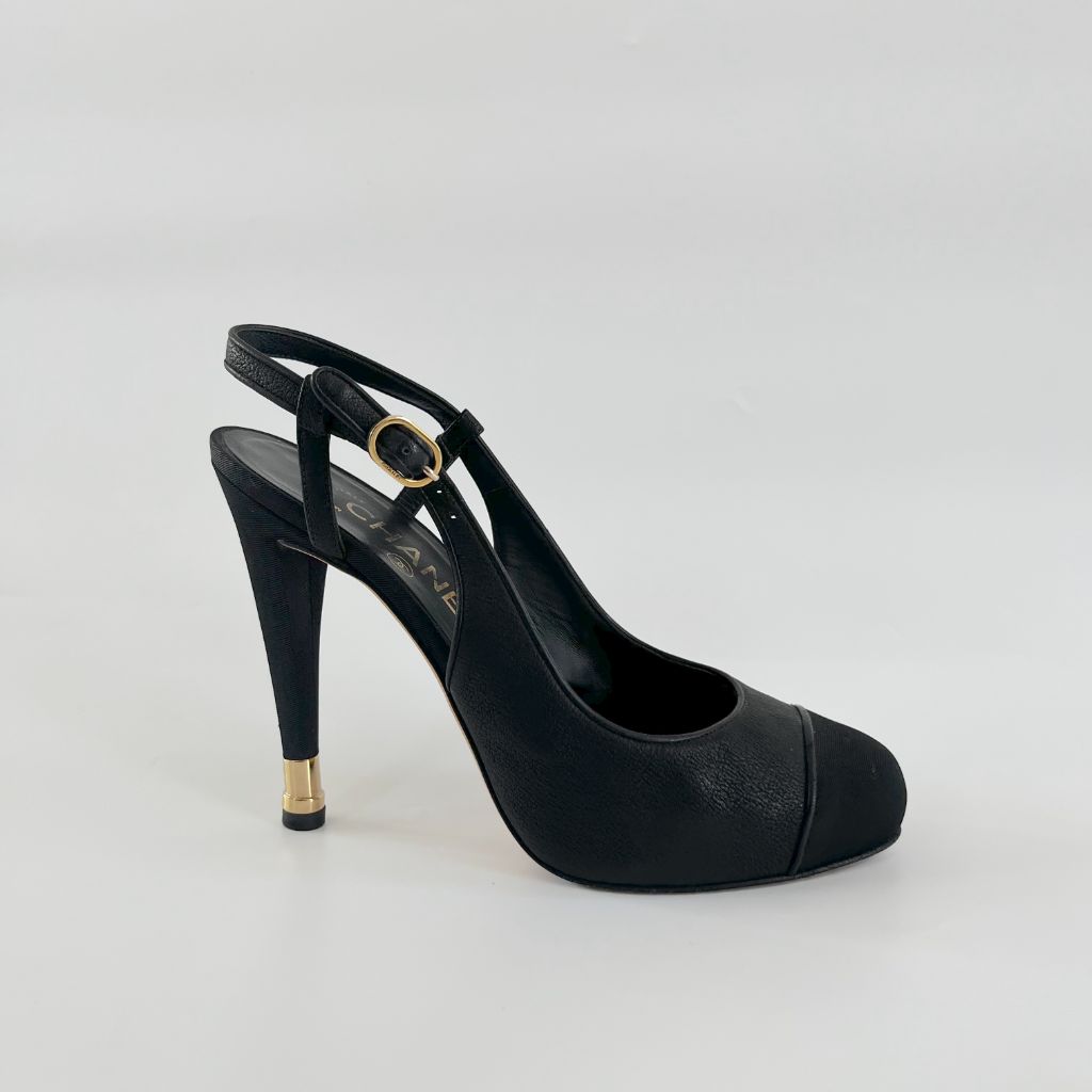 Chanel Black Slingback Platform Pumps, 38 - BOPF | Business of Preloved Fashion