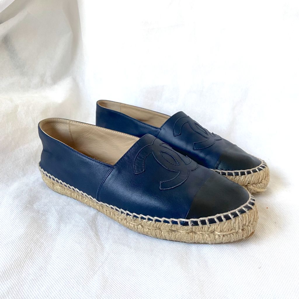 Chanel dark blue leather espadrilles, 38 - BOPF | Business of Preloved Fashion