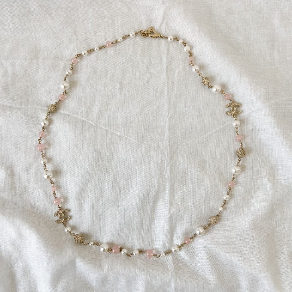 Chanel Faux Pearl and Pink Bead Long Necklace - BOPF | Business of Preloved Fashion