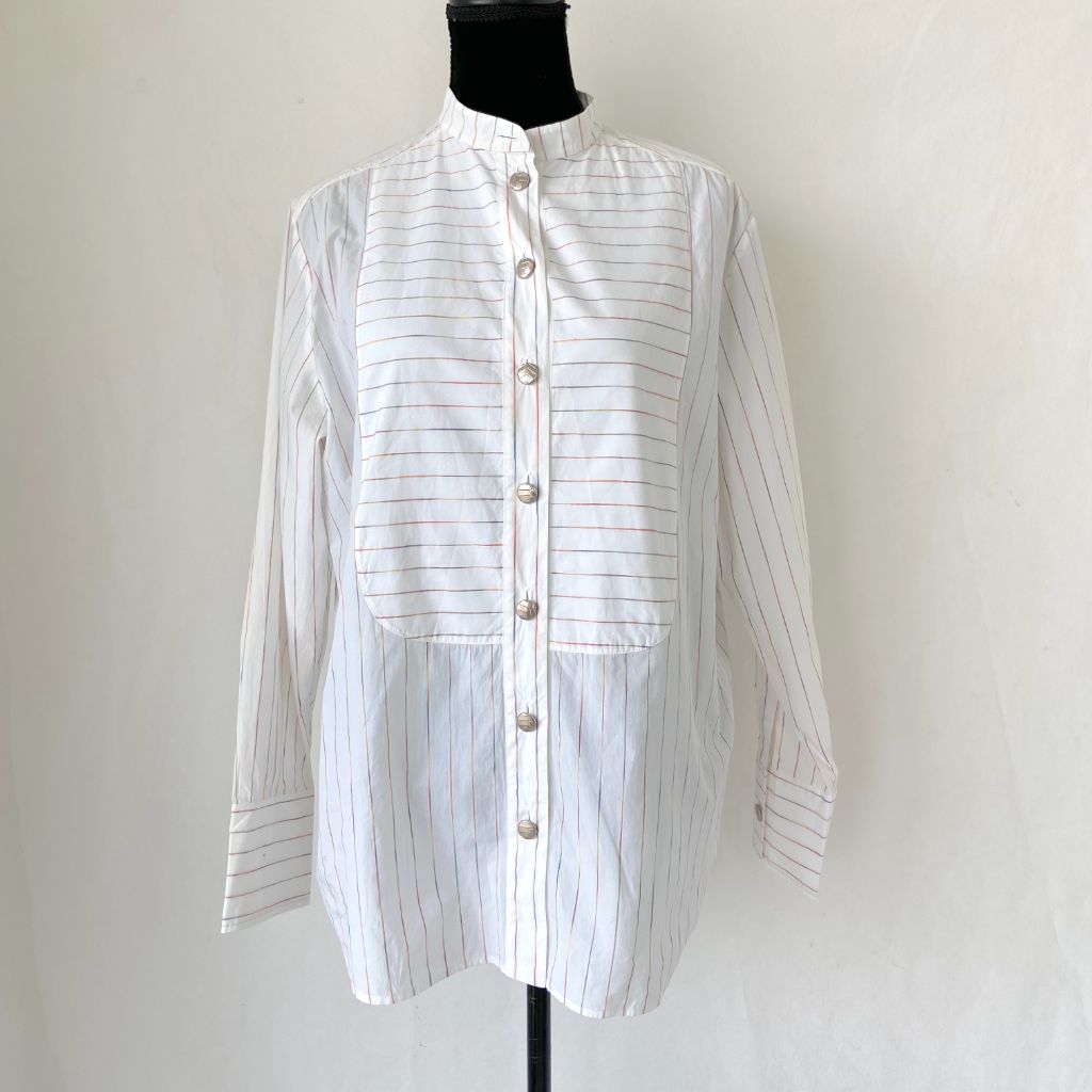 Chanel striped blouse with silver-tone buttons - BOPF | Business of Preloved Fashion