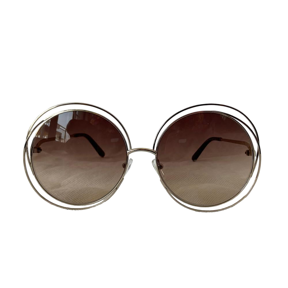 Chloé Carlina oversized round-frame gold-tone sunglasses - BOPF | Business of Preloved Fashion
