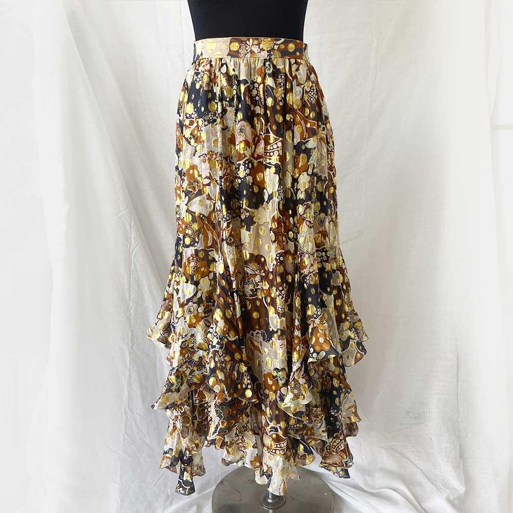 Chloe Printed Ruffle Midi Skirt - BOPF | Business of Preloved Fashion