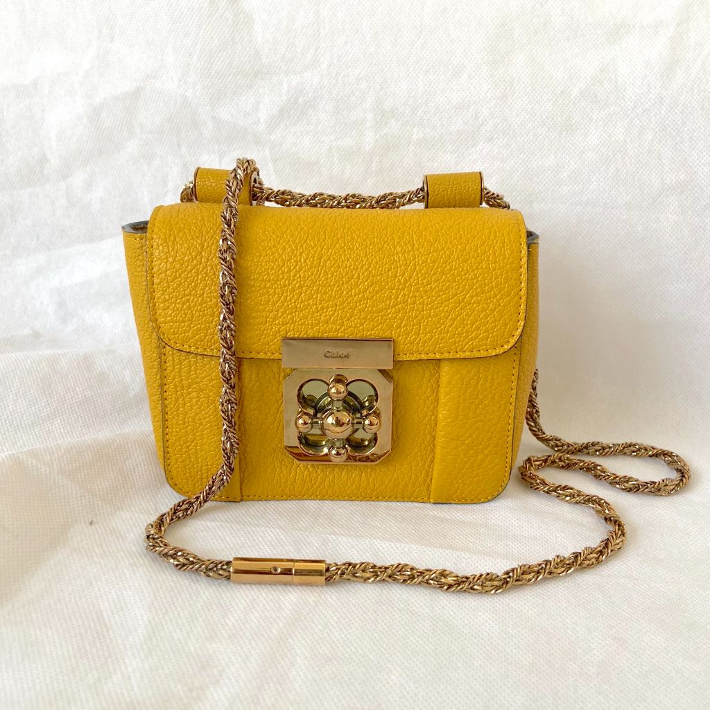 Chloe Yellow Leather Mini Elsie Shoulder Bag - BOPF | Business of Preloved Fashion