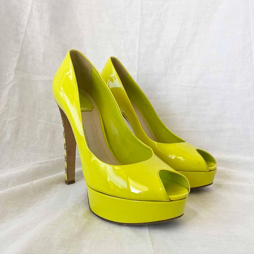 Christian Dior Neon Yellow Cannage Heel Pumps, 39.5 - BOPF | Business of Preloved Fashion